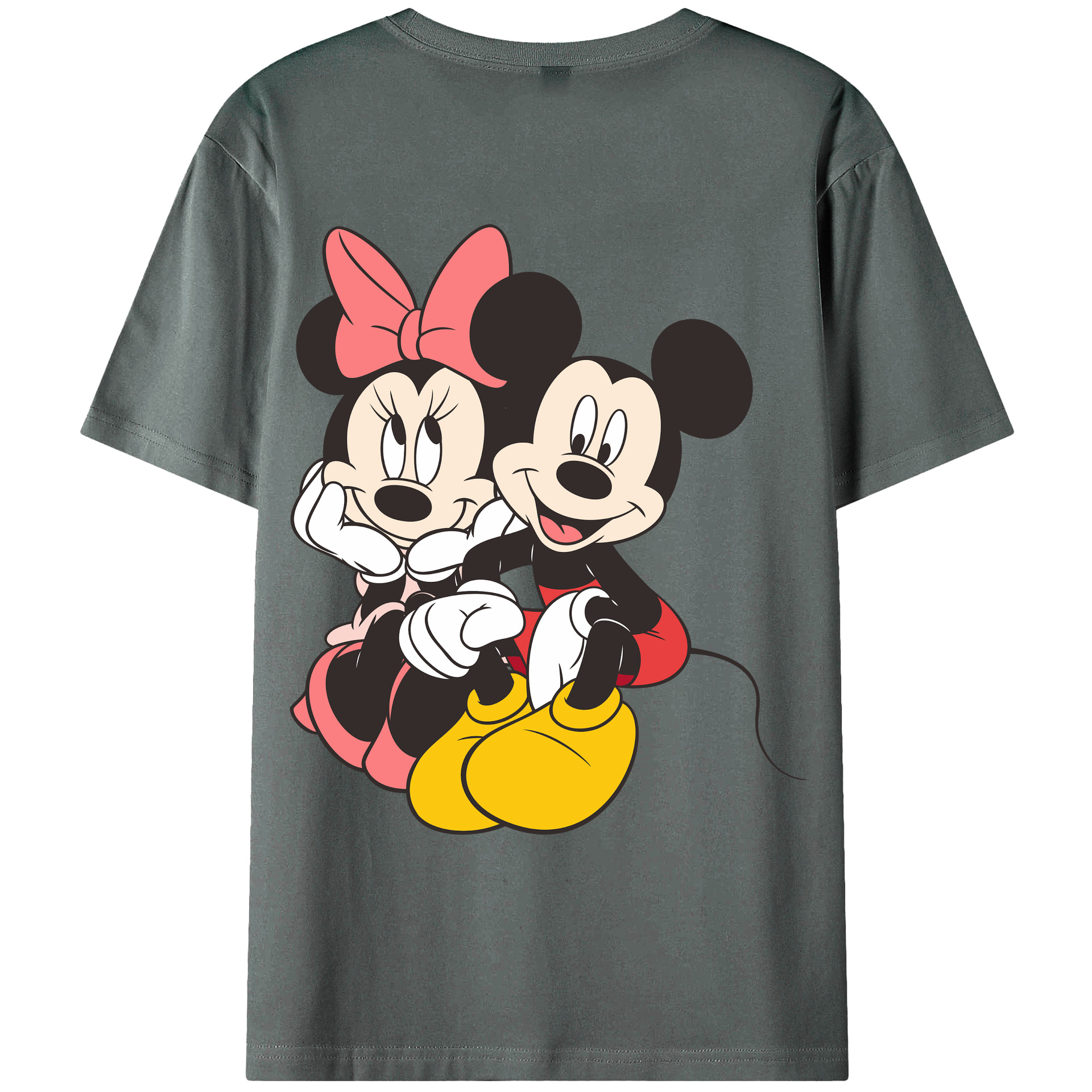 ミッキーマウス Mickey Mouse 綿100％ メンズ半袖Tシャツ（バックプリント） 通気性